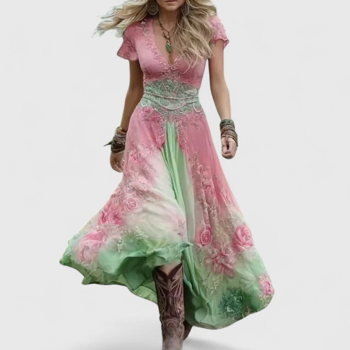 LAURENYSSA | Sleeveless dress with floral embroidery