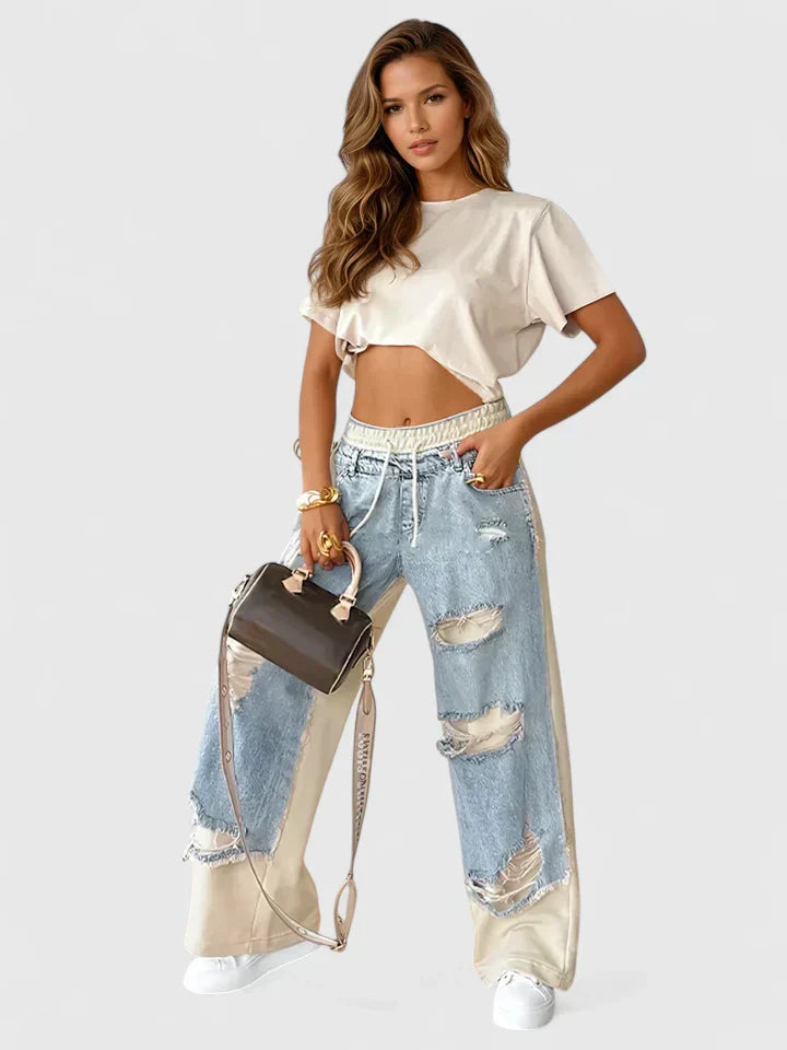 OLYVERRAH | Wide-leg sweatpants with distressed detail