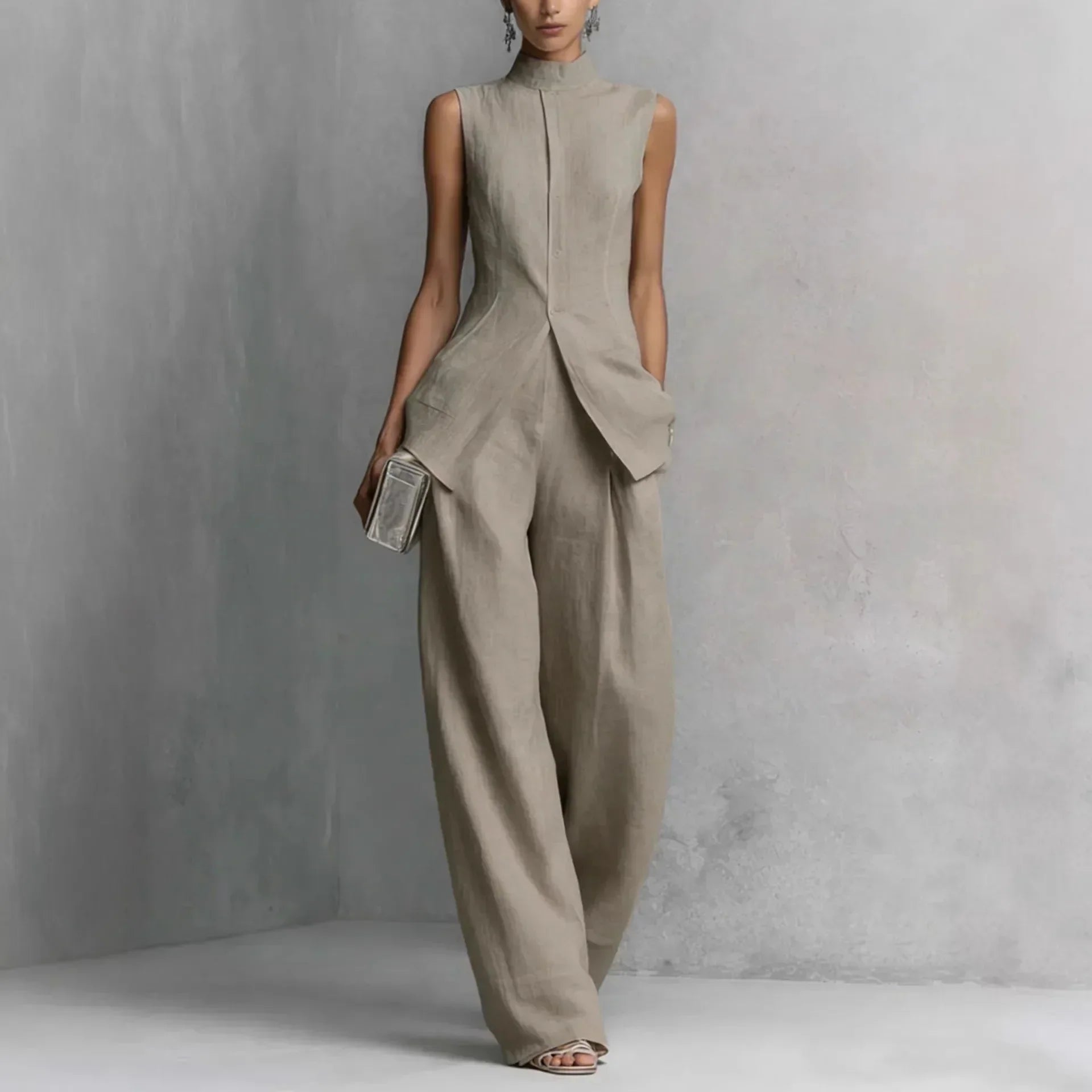HARPER | Sleeveless top and wide-leg pants set