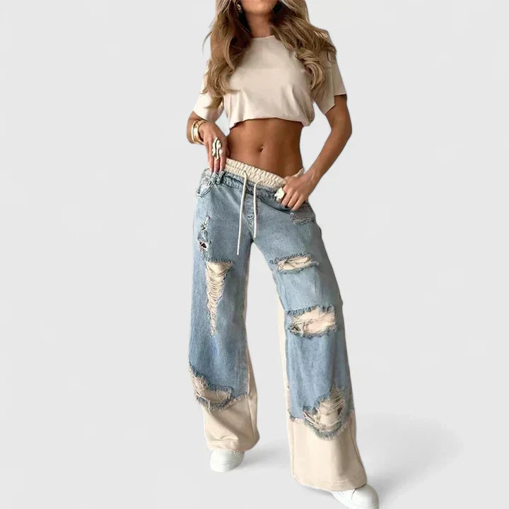 OLYVERRAH | Wide-leg sweatpants with distressed detail
