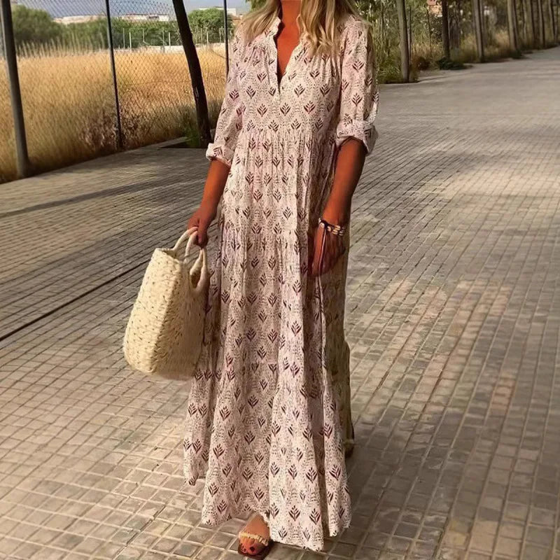 ARIANNA | Floral maxi dress with V-neckline