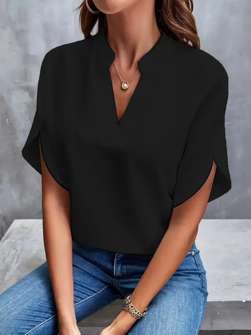 ANNEMIE | Blouse with V-neck and flowing fit