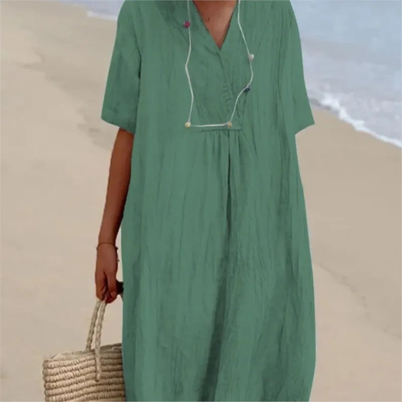 SILVANA | Relaxed maxi dress with textured fabric