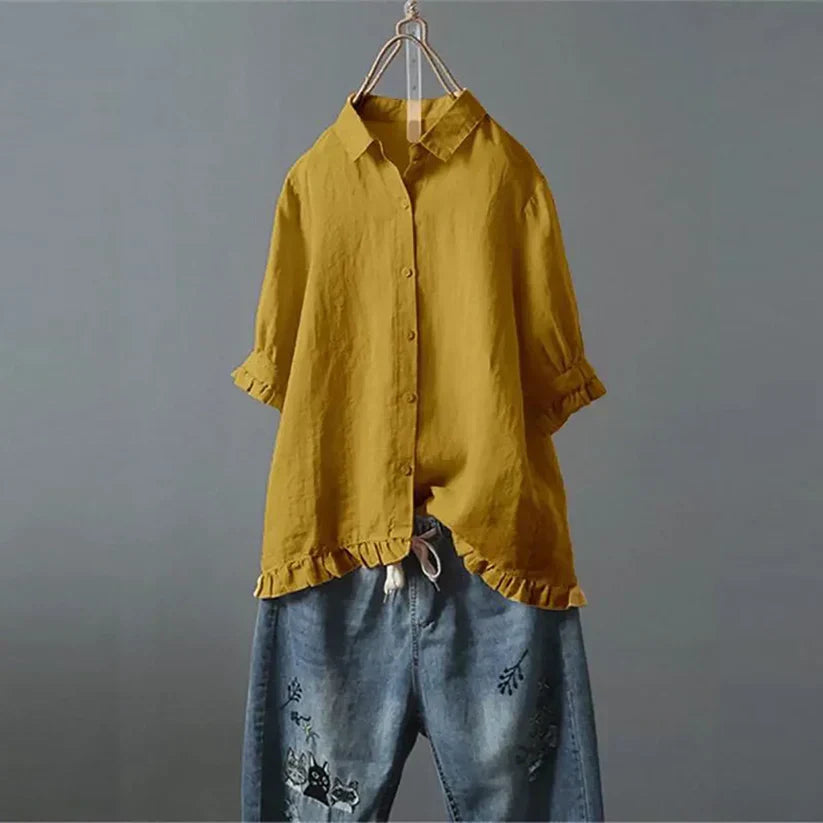 ANNA | Soft-touch blouse with cascading ruffle