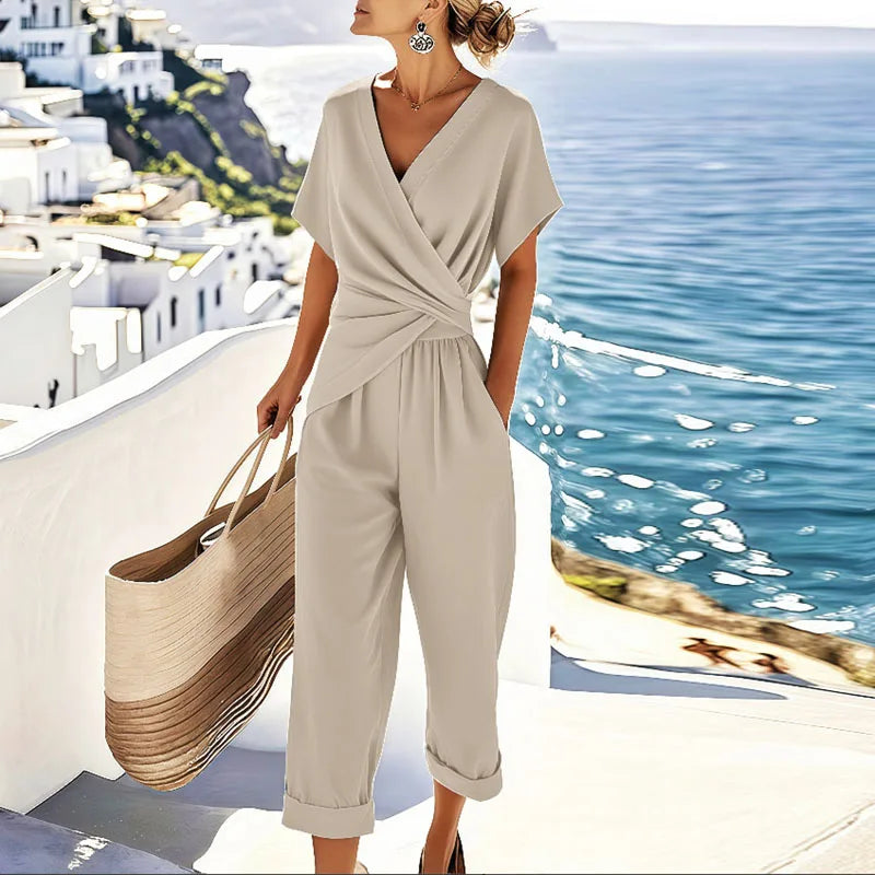 ELLA | Wrap-front set with wide-leg pants