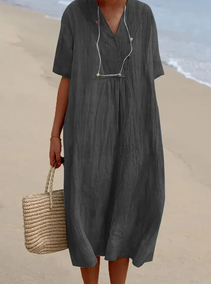 SILVANA | Relaxed maxi dress with textured fabric