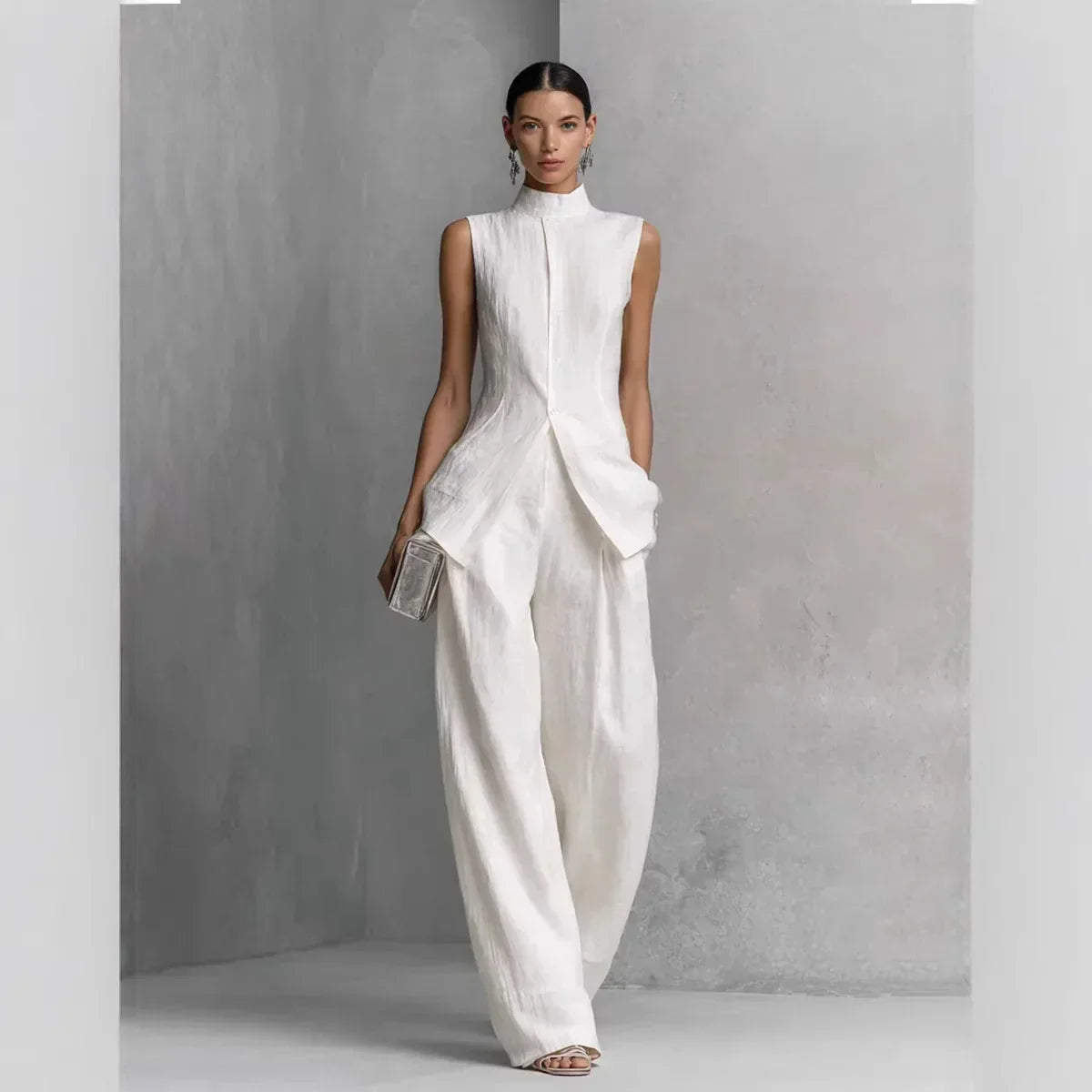 HARPER | Sleeveless top and wide-leg pants set