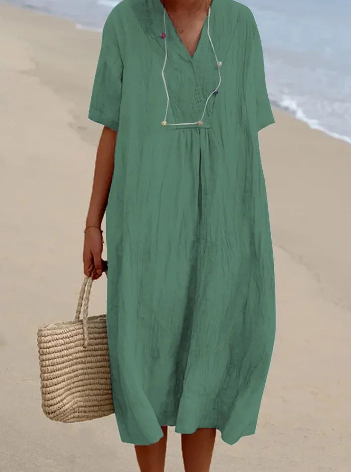 SILVANA | Relaxed maxi dress with textured fabric