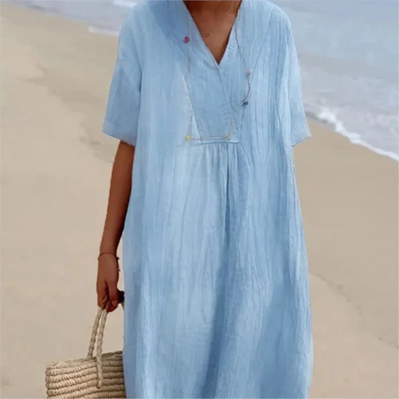 SILVANA | Relaxed maxi dress with textured fabric