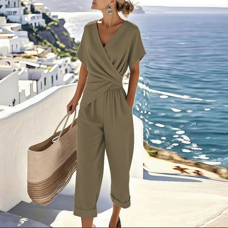 ELLA | Wrap-front set with wide-leg pants