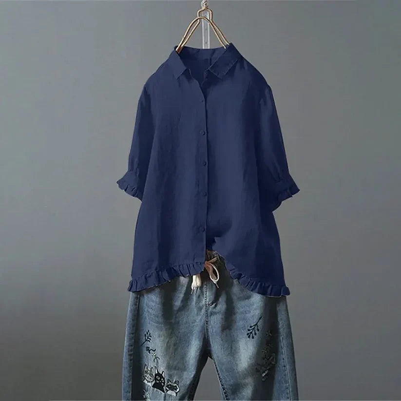 ANNA | Soft-touch blouse with cascading ruffle