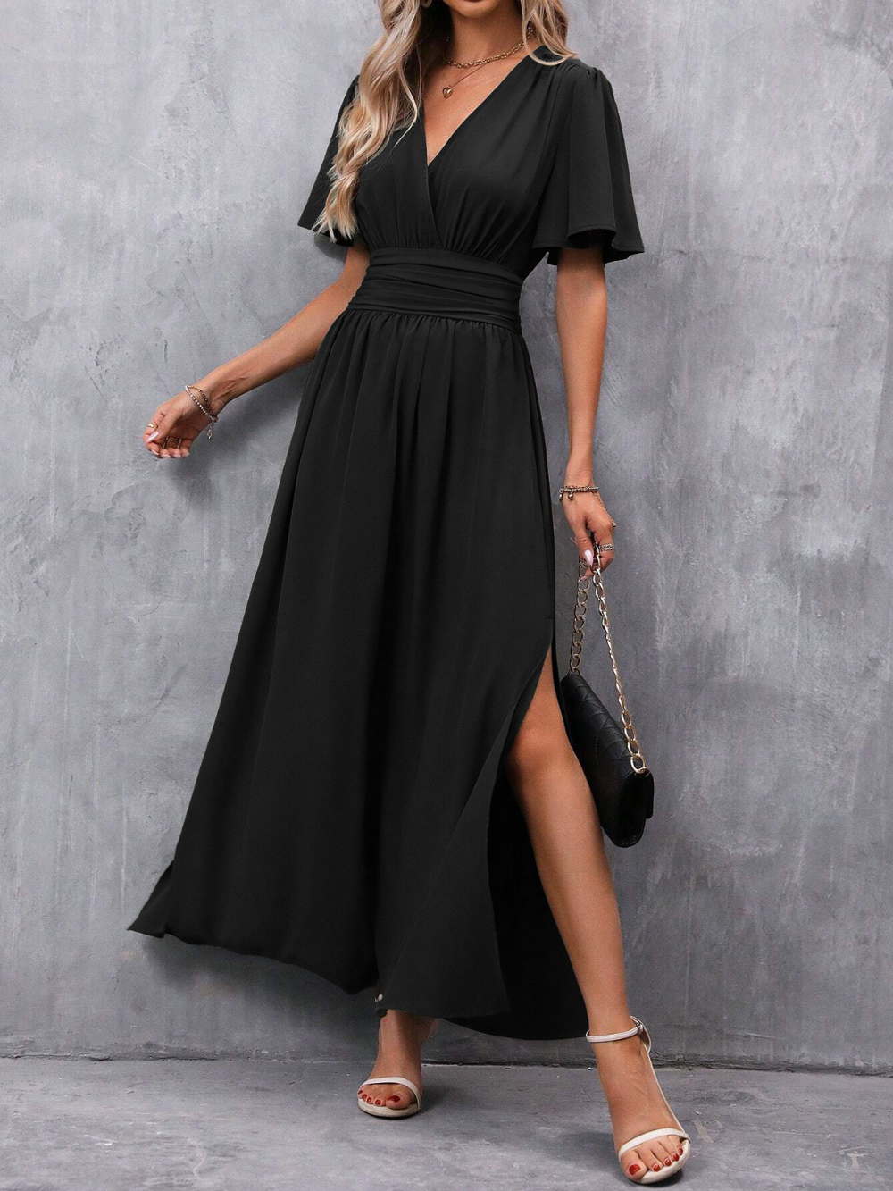 ELIZA | Lightweight belted maxi dress with flowing skirt