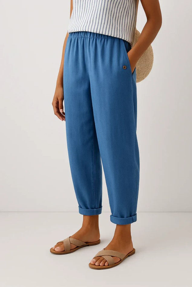 STELLA | Elastic-back wide-leg pants in soft fabric