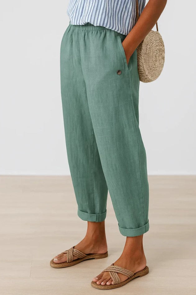 STELLA | Elastic-back wide-leg pants in soft fabric