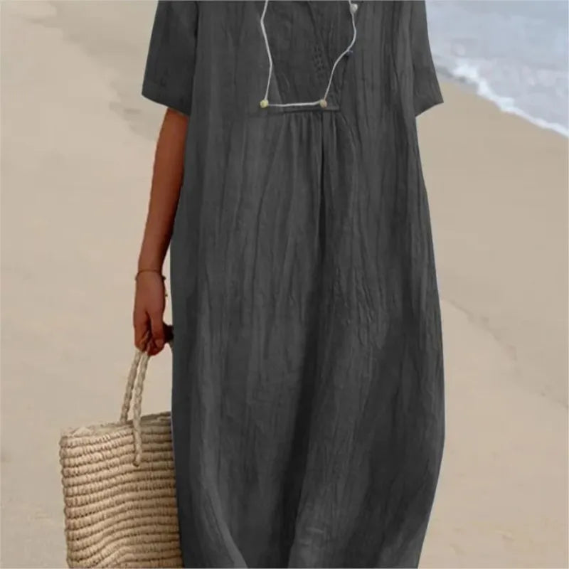 SILVANA | Relaxed maxi dress with textured fabric