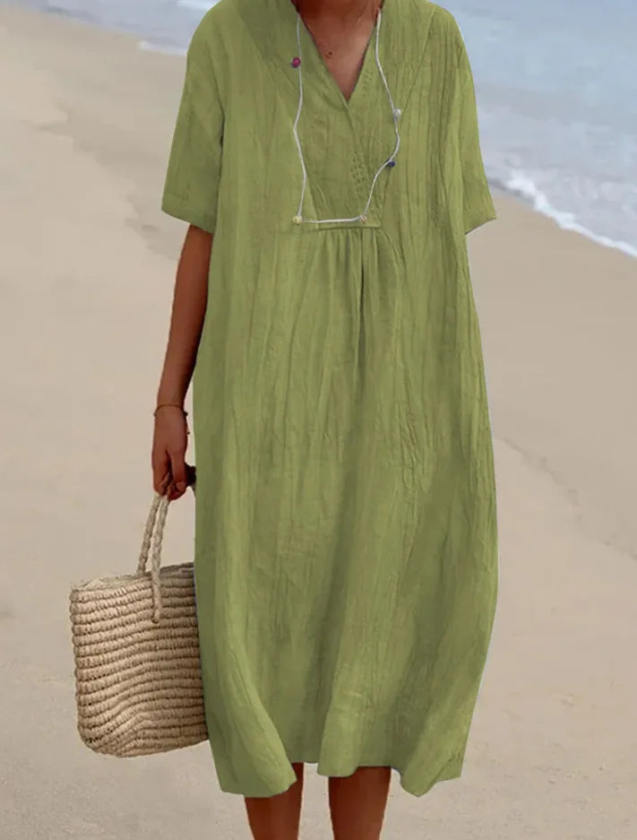 SILVANA | Relaxed maxi dress with textured fabric