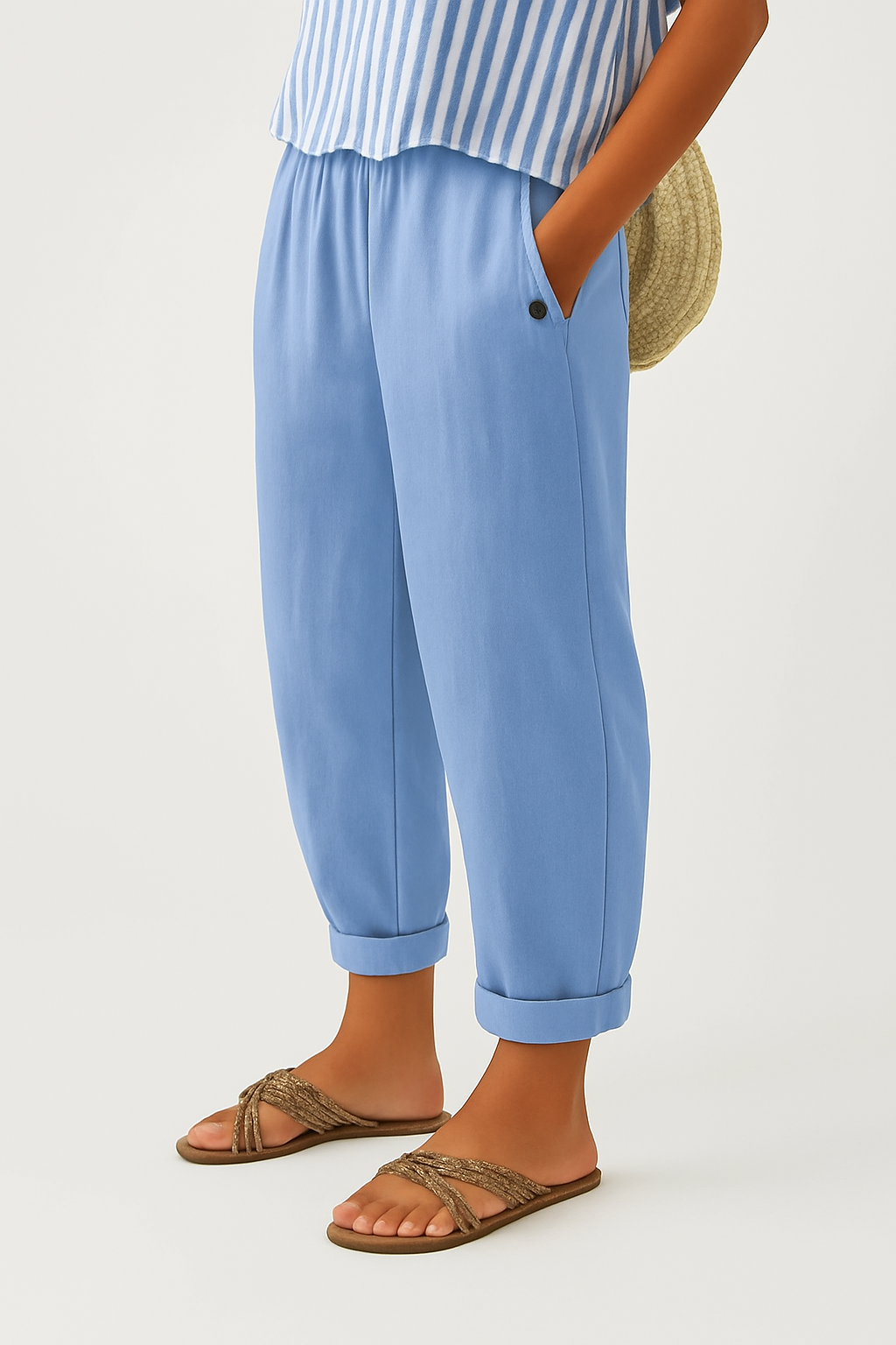 STELLA | Elastic-back wide-leg pants in soft fabric
