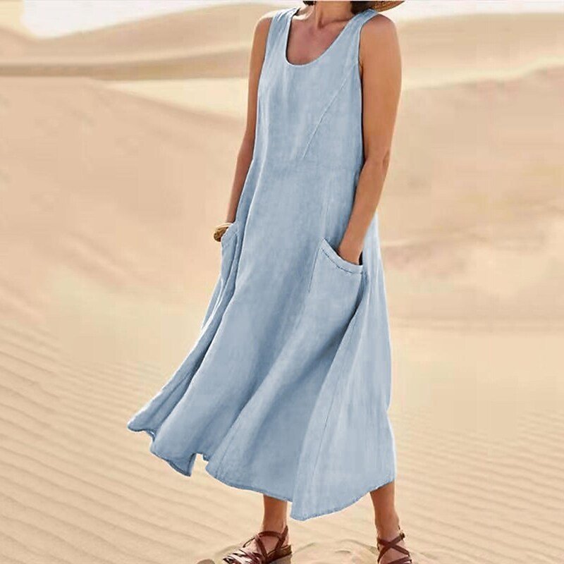 KEILY | Sleeveless round-neck dress with pockets
