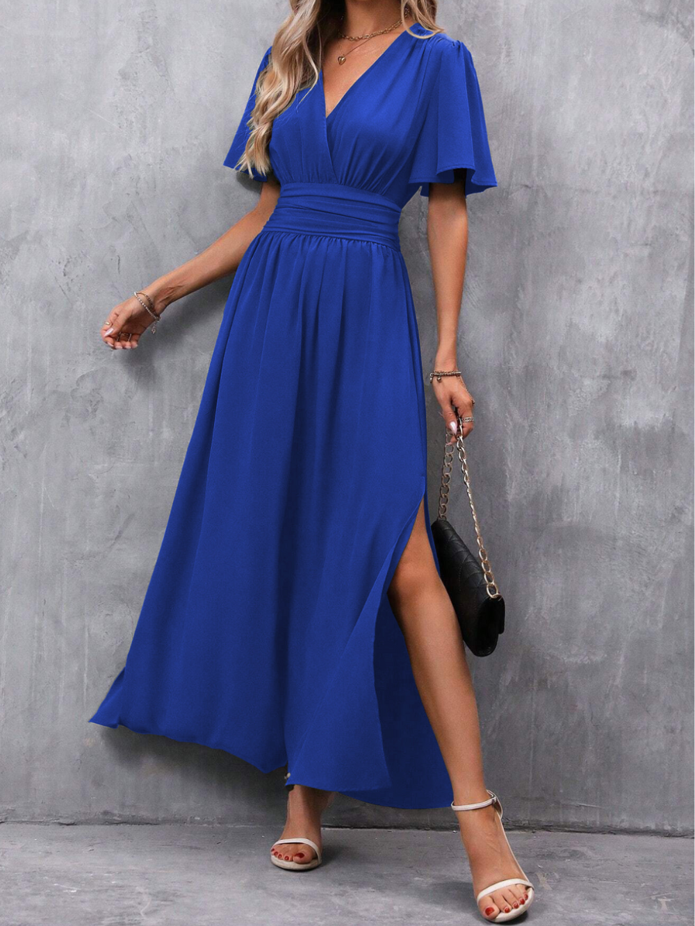 ELIZA | Lightweight belted maxi dress with flowing skirt