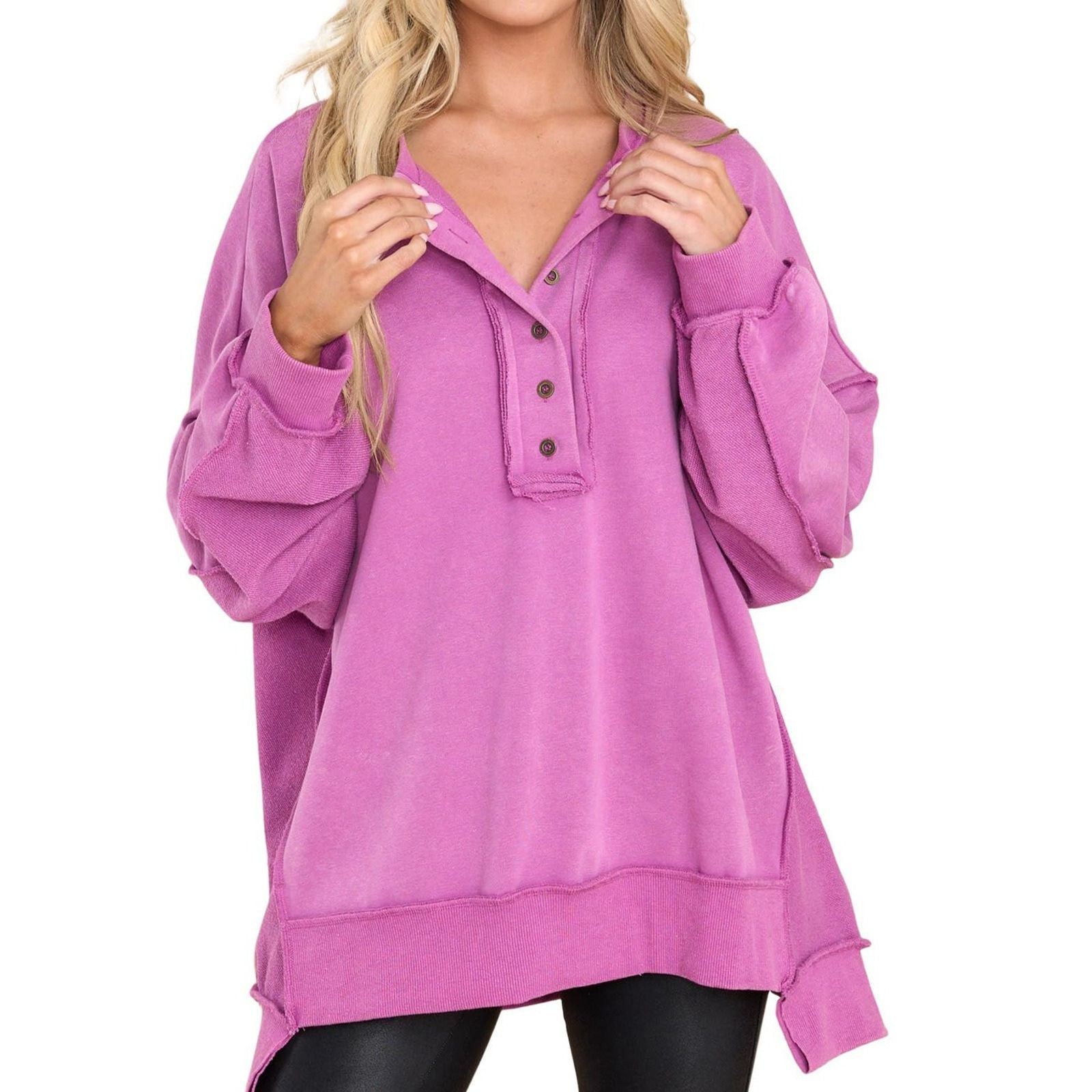 GABRIELLA | Oversized sweatshirt with quarter-button neck