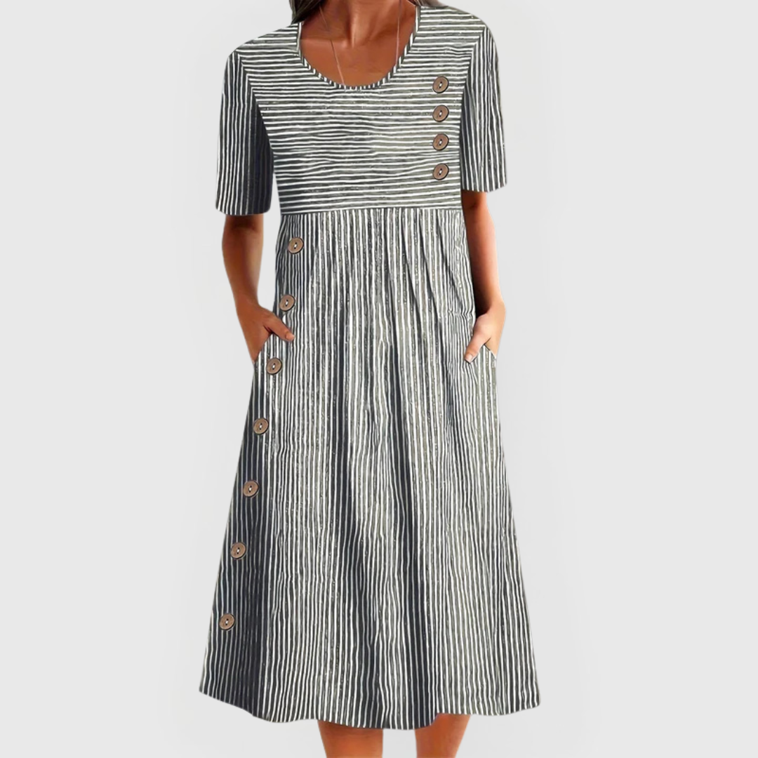 SOPHIA | Midi dress with pinstripe and side pockets