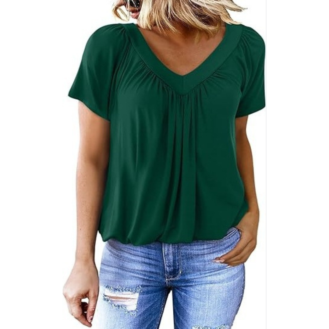KENNEDY | Short-sleeve V-neck top in soft knit