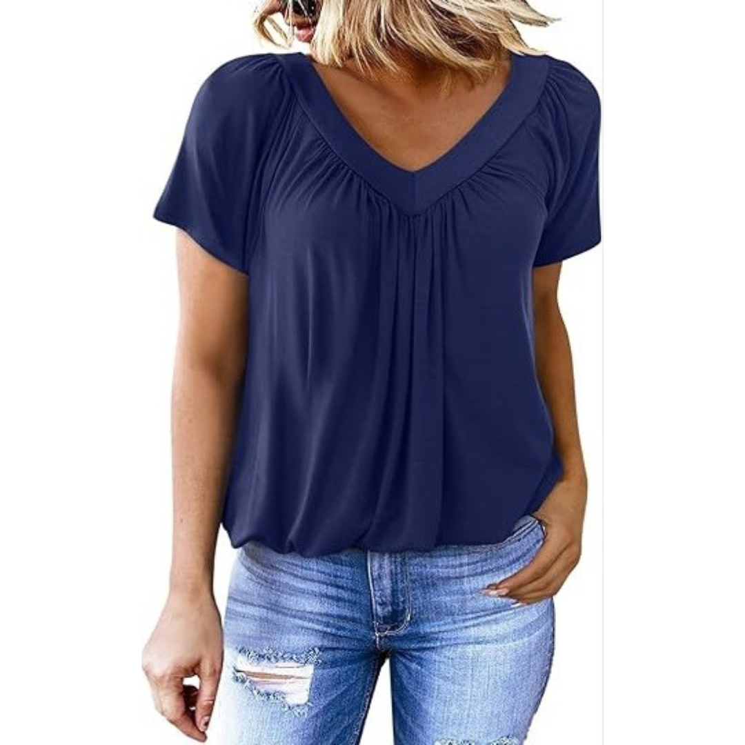 KENNEDY | Soft-touch V-neck top with clean drape