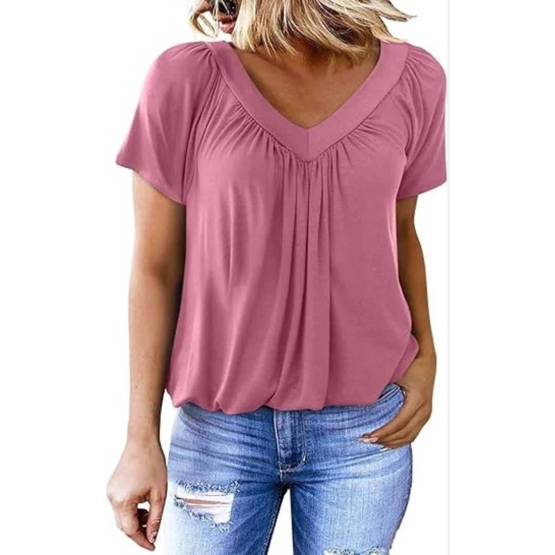 KENNEDY | Soft-touch V-neck top with clean drape
