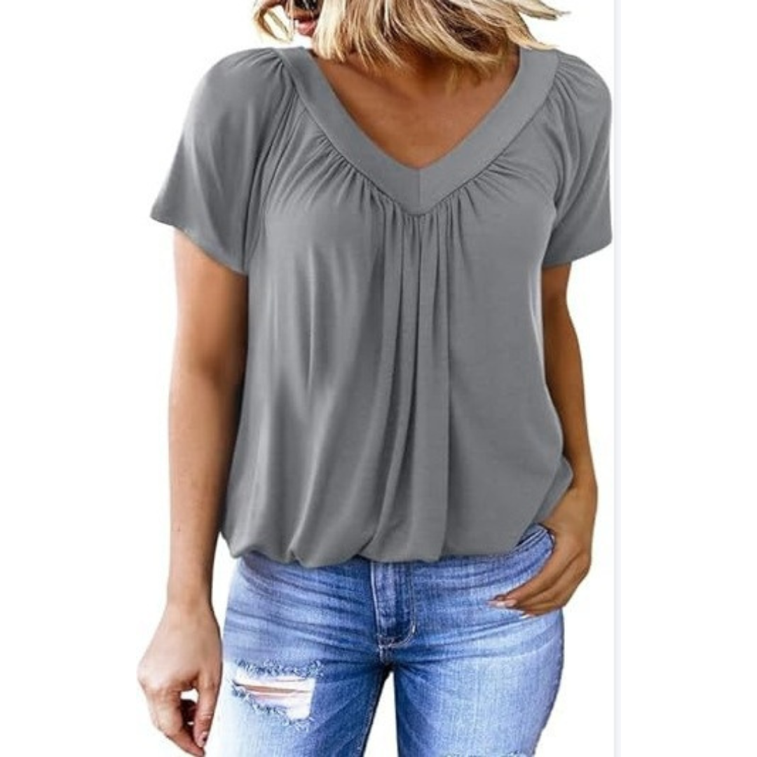 KENNEDY | Soft-touch V-neck top with clean drape