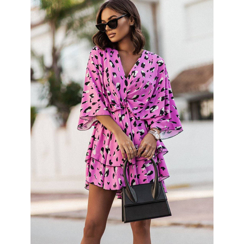 VALORA | Ruffle-hem floral mini dress