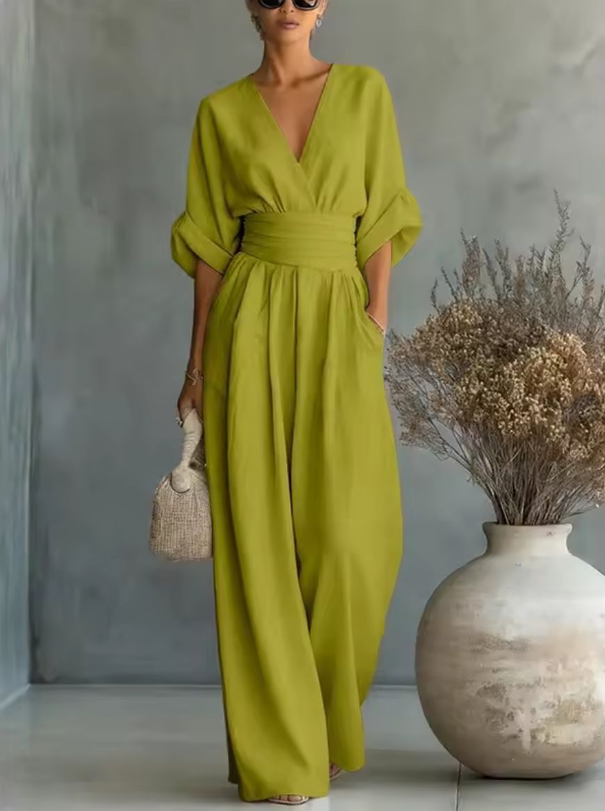 RISEL | Wide-leg jumpsuit with crossover V-neck