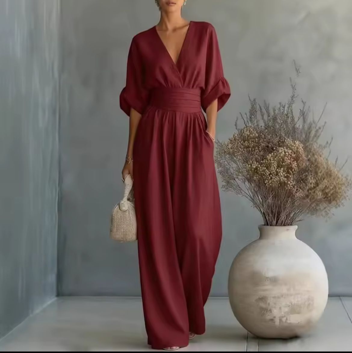 RISEL | Wide-leg jumpsuit with crossover V-neck