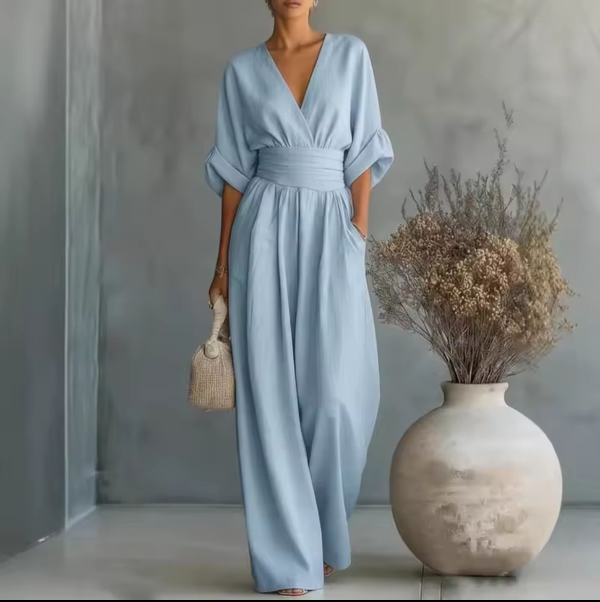 RISEL | Wide-leg jumpsuit with crossover V-neck