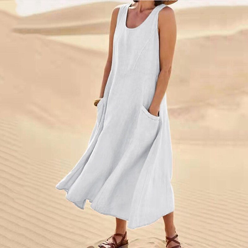 KEILY | Sleeveless round-neck dress with pockets