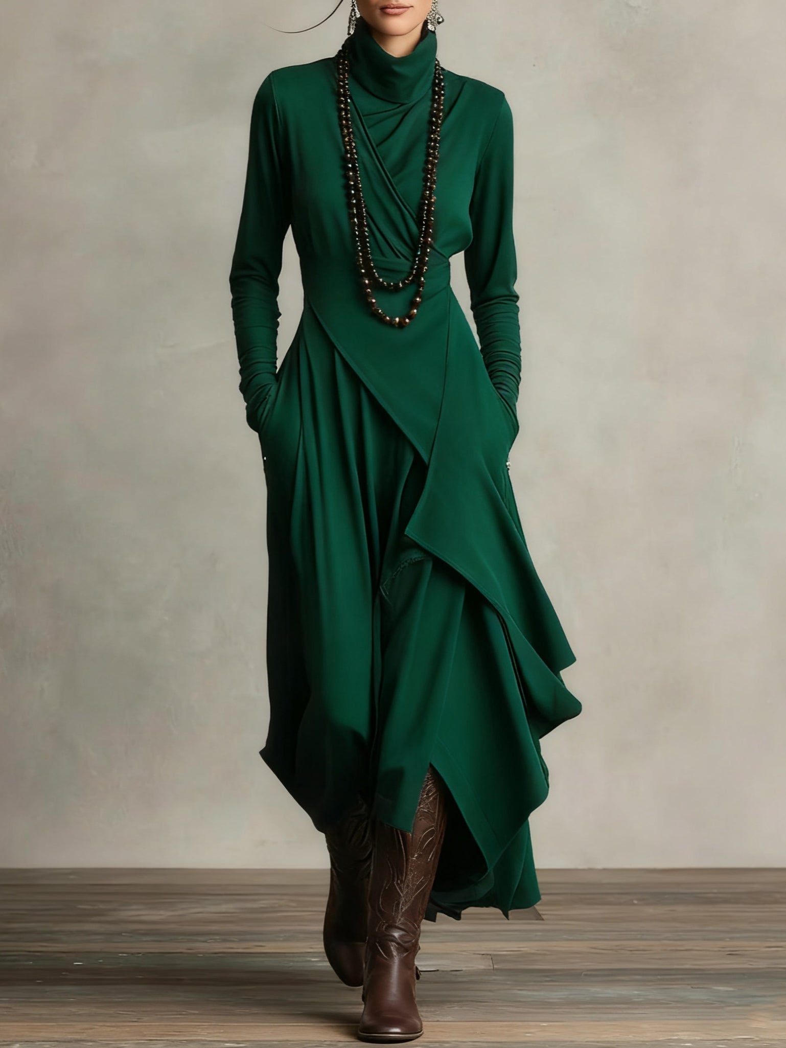 KEIRAE | Flowy maxi dress with high neckline