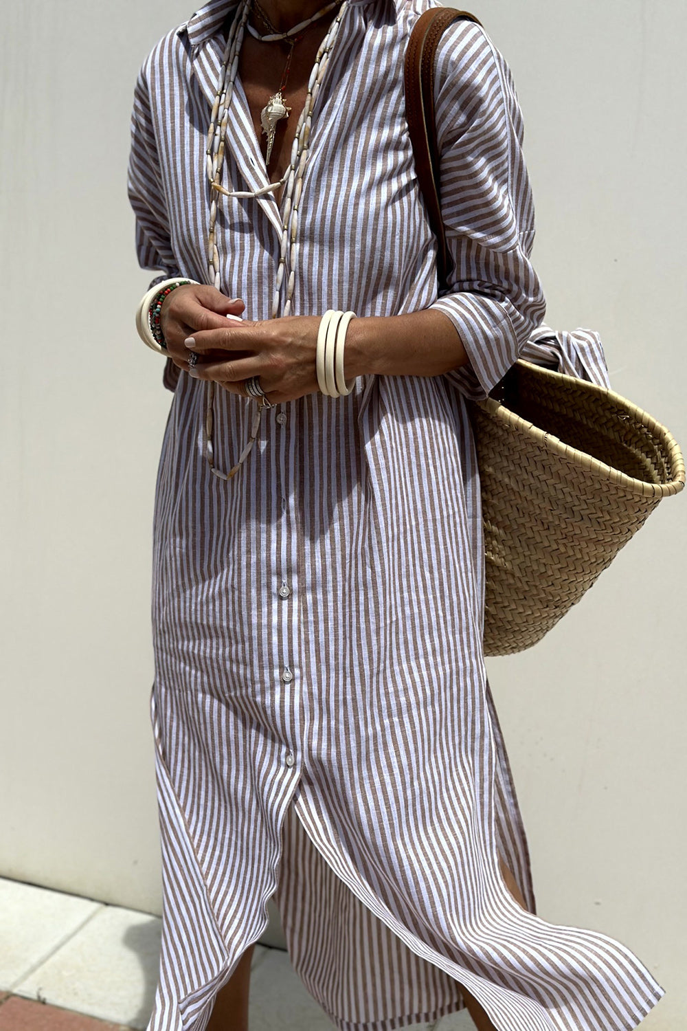 CORINNE | Sleeveless striped maxi dress with pockets