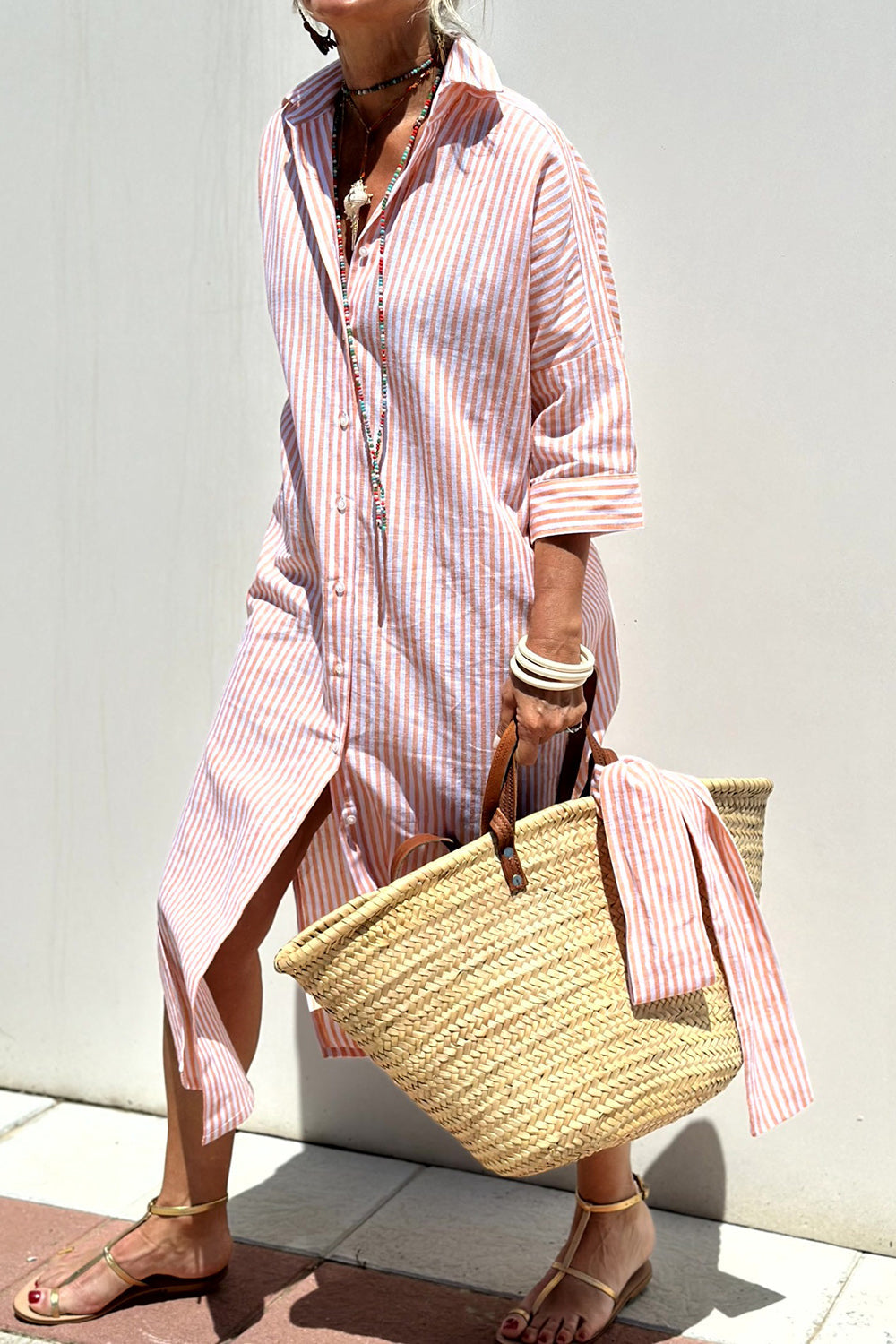 CORINNE | Sleeveless striped maxi dress with pockets