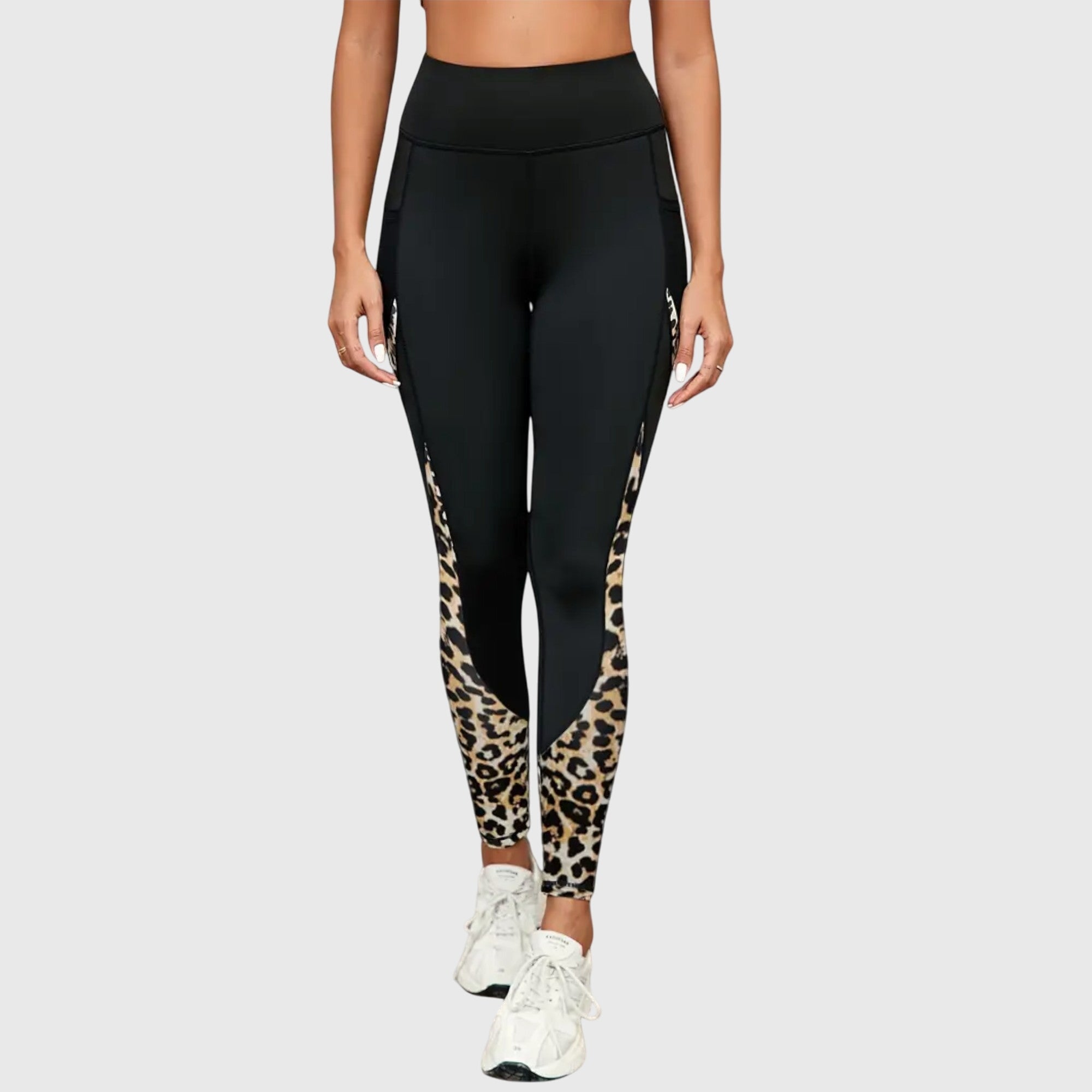 QUINN | Leopard print pants with mesh detail