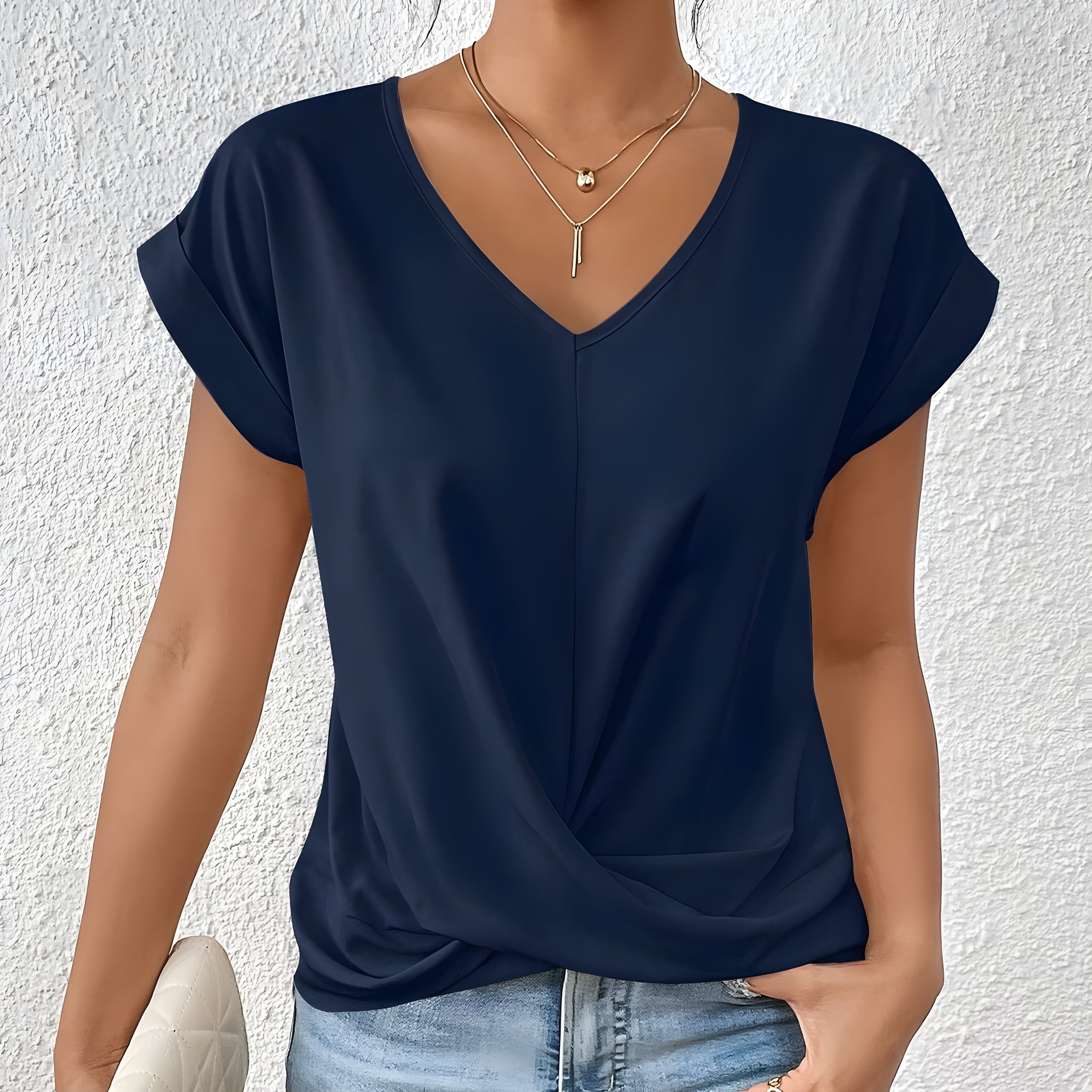 BELLA | Soft-touch V-neck top with twist-front detail