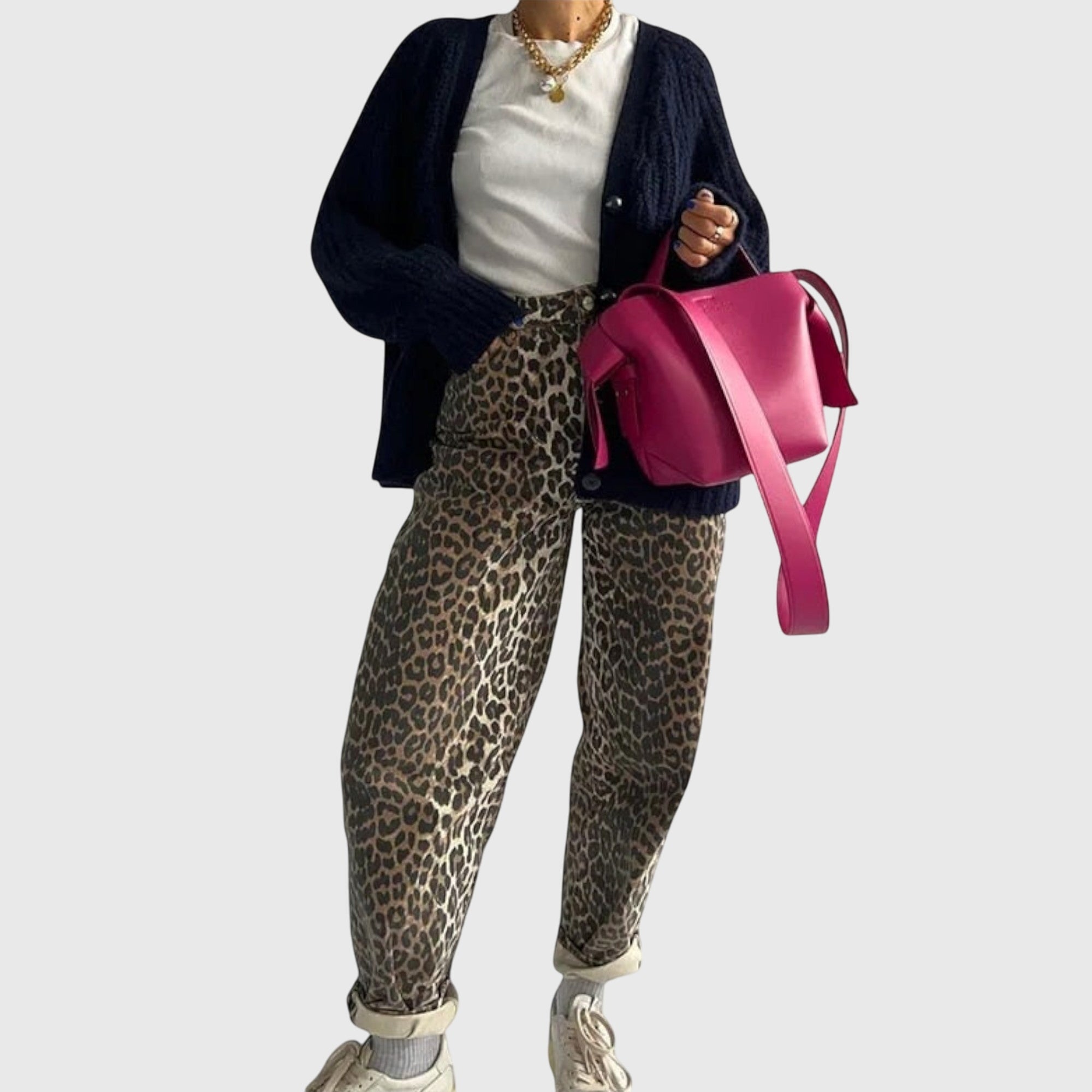 CHANDRA | Wide-leg jeans with leopard print