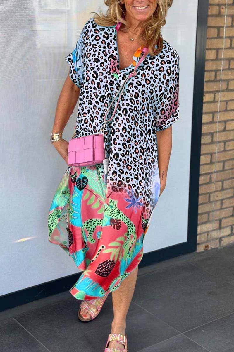 CHRISTINE | Relaxed leopard print midi dress