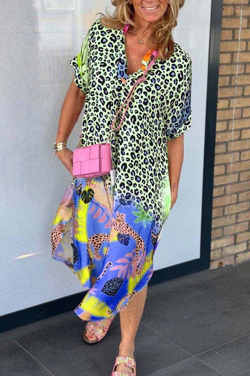 CHRISTINE | Relaxed leopard print midi dress