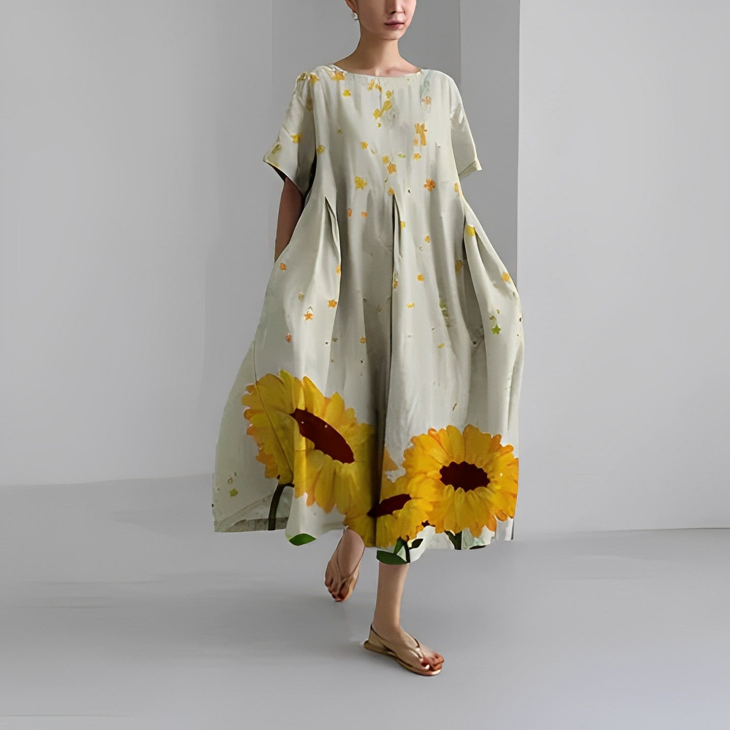 CLAIRE | Floral midi dress with bohemian print