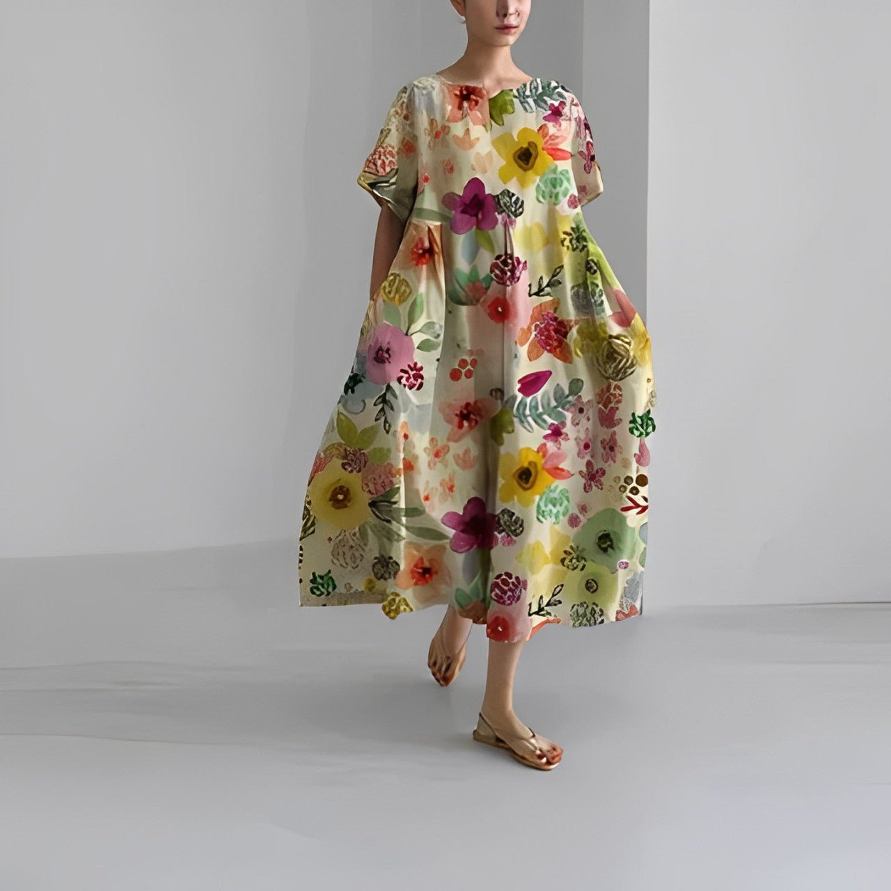 CLAIRE | Floral midi dress with bohemian print