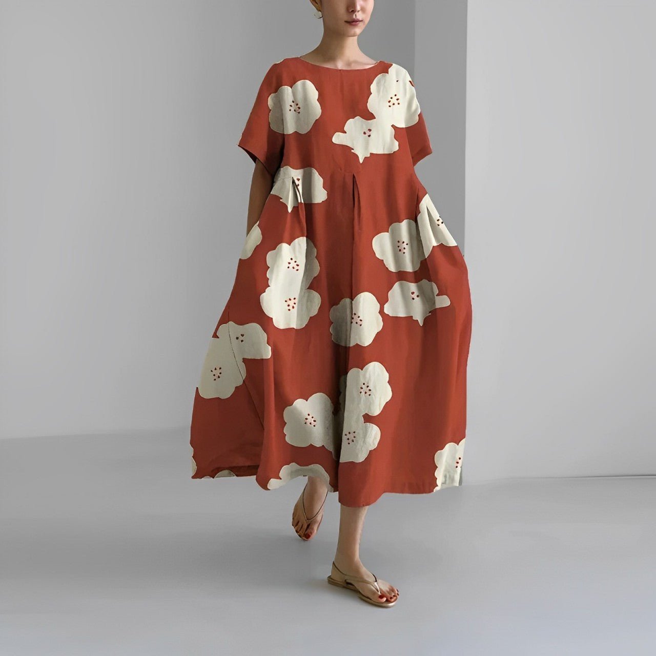 CLAIRE | Floral midi dress with bohemian print