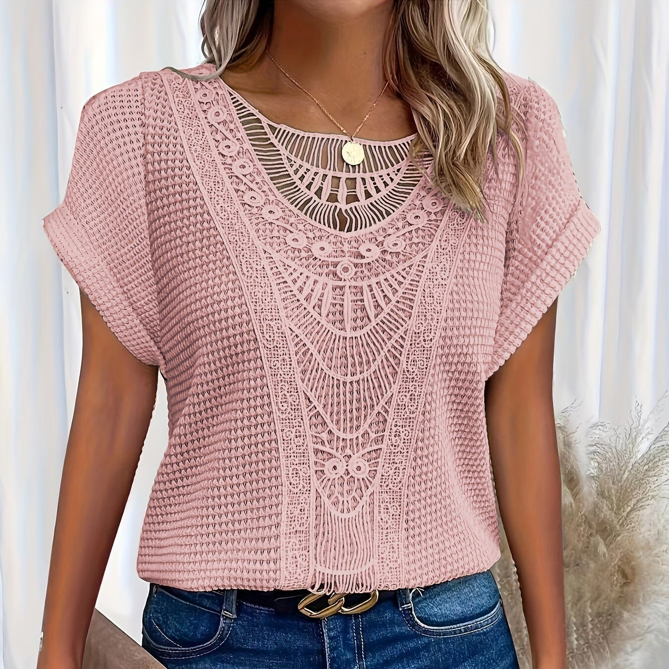 VIOLET | Knitted top with textured neckline detail