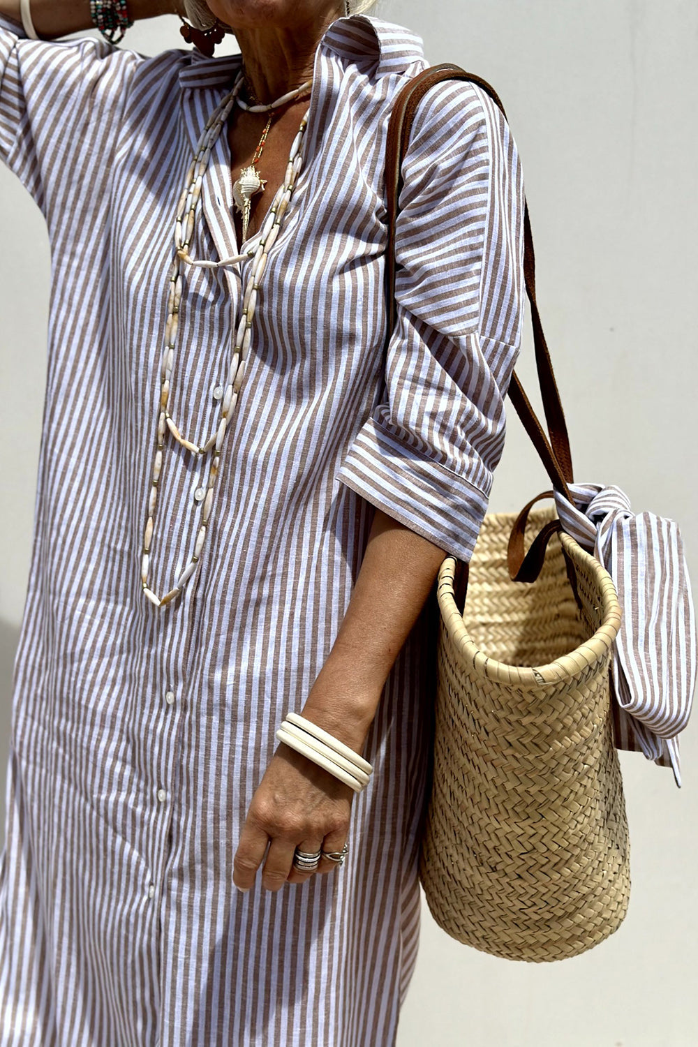 CORINNE | Sleeveless striped maxi dress with pockets