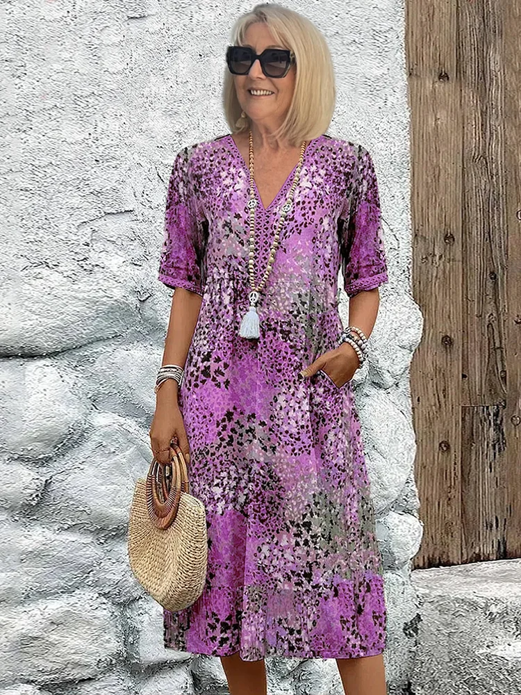 ROXANNE | Floral wrap midi dress with fluid drape