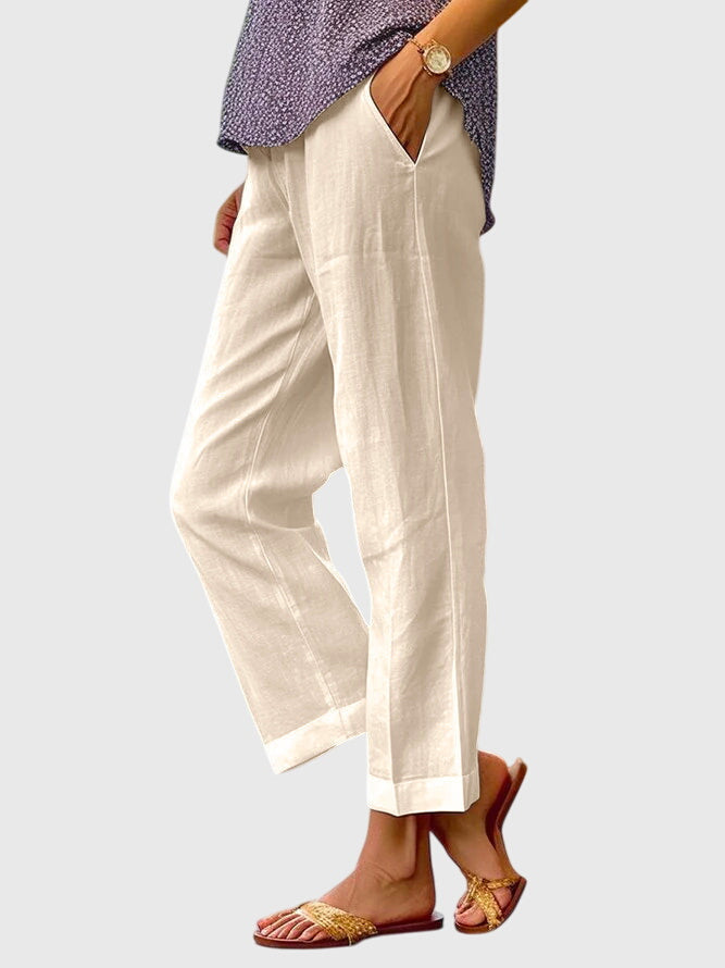 ELAINE | Straight-leg pants with decorative stitching