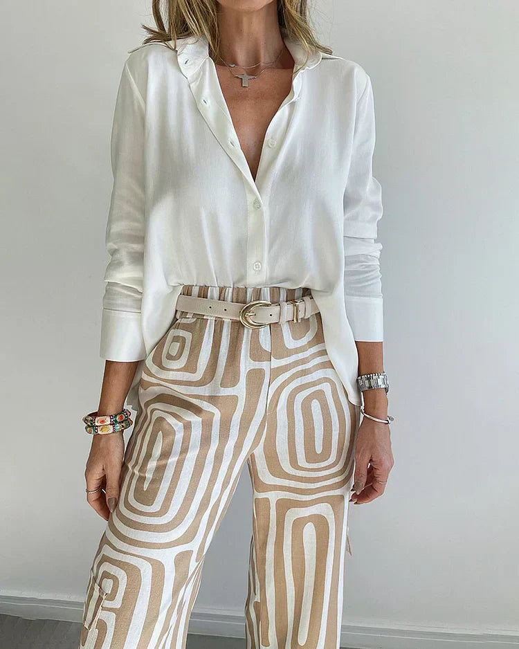 LYSA | Geometric print co-ord with wide-leg pants